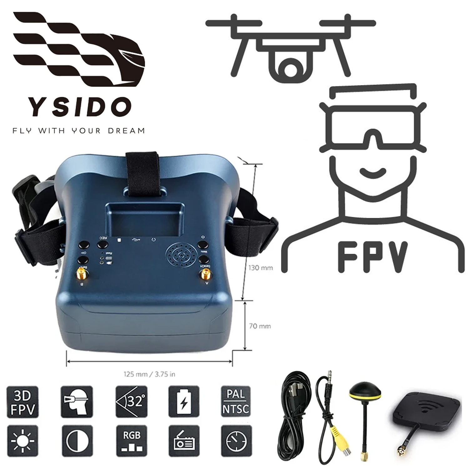 FPVゴーグル 008D 5.8G 40CH 4.3インチ  - Skyzone Sky04O Pro Fpv Goggles のレビューと価格